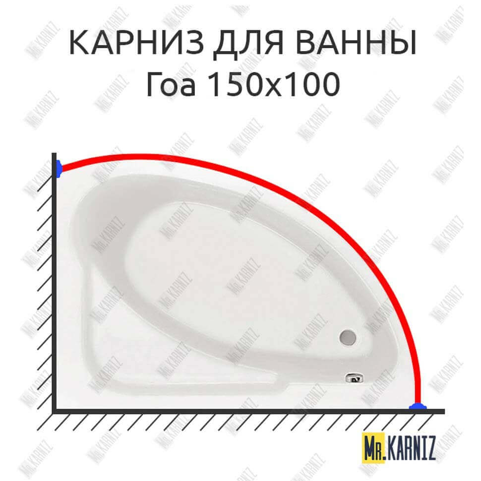 Карниз для ванны Santek Гоа 150х100 Усиленный 25 мм MrKARNIZ Карниз для ванны Santek Гоа 150х100 Усиленный 25 мм MrKARNIZ